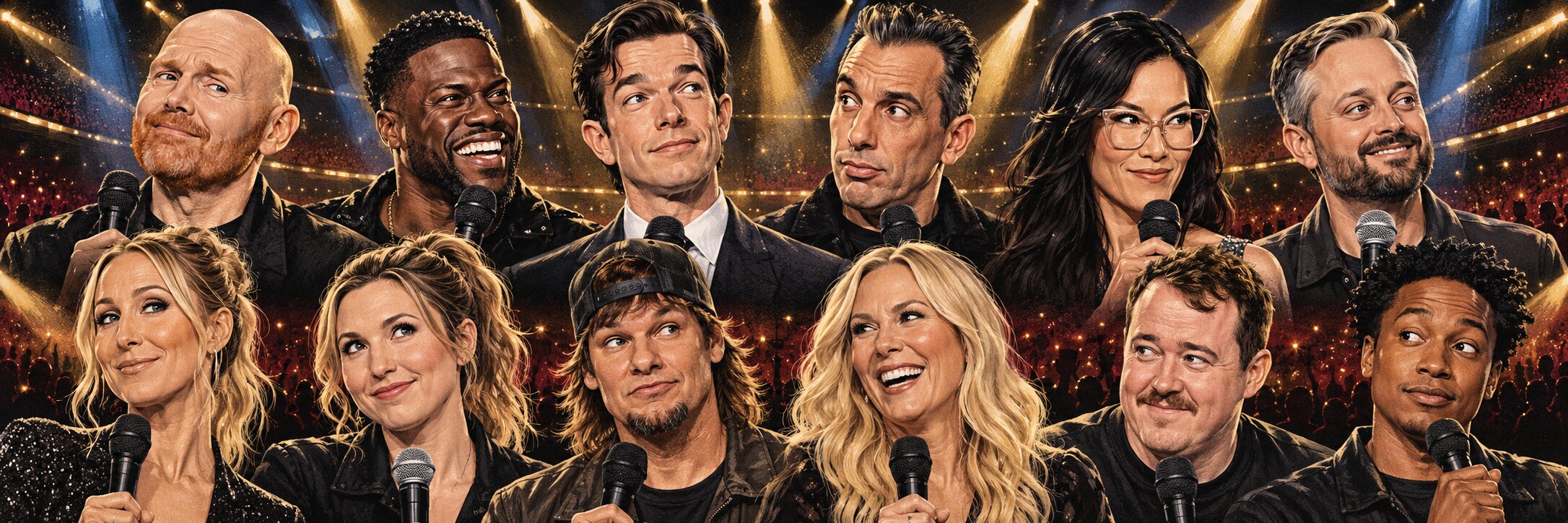 Painted caricatures of comedians — 2020s