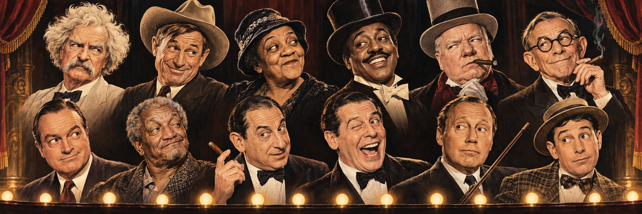 Painted caricatures of comedians — Before the Clubs