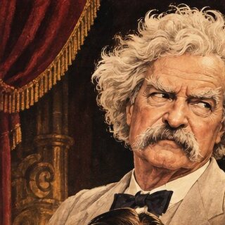 Caricature portrait of Mark Twain